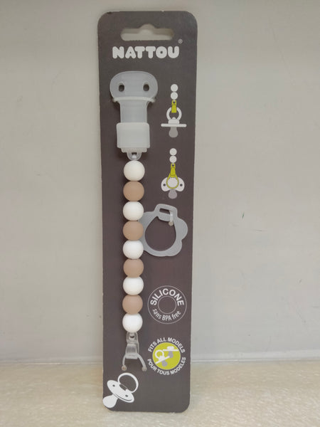 Catenella ciuccio in silicone bianca e beige Nattou