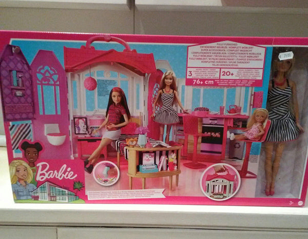 Casa vacanze e bambola Barbie accessoriata Mattel - Petrini